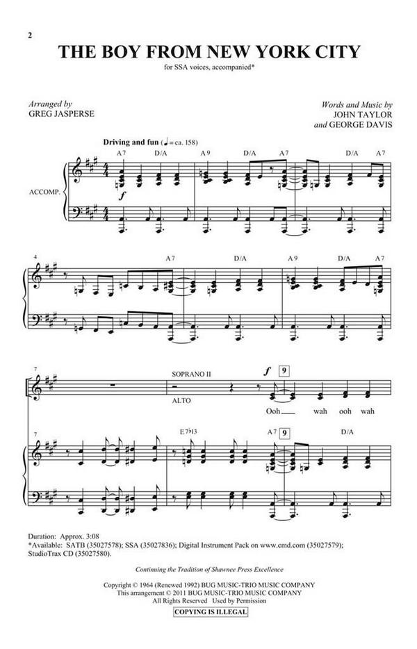 George Davis_John Taylor, The Boy from New York City&nbsp;&nbsp;SSA&nbsp;&nbsp;Chorpartitur