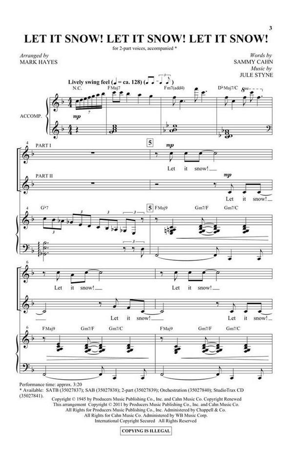 Let It Snow! Let It Snow! Let It Snow!  for 2-part choir and piano  choral score