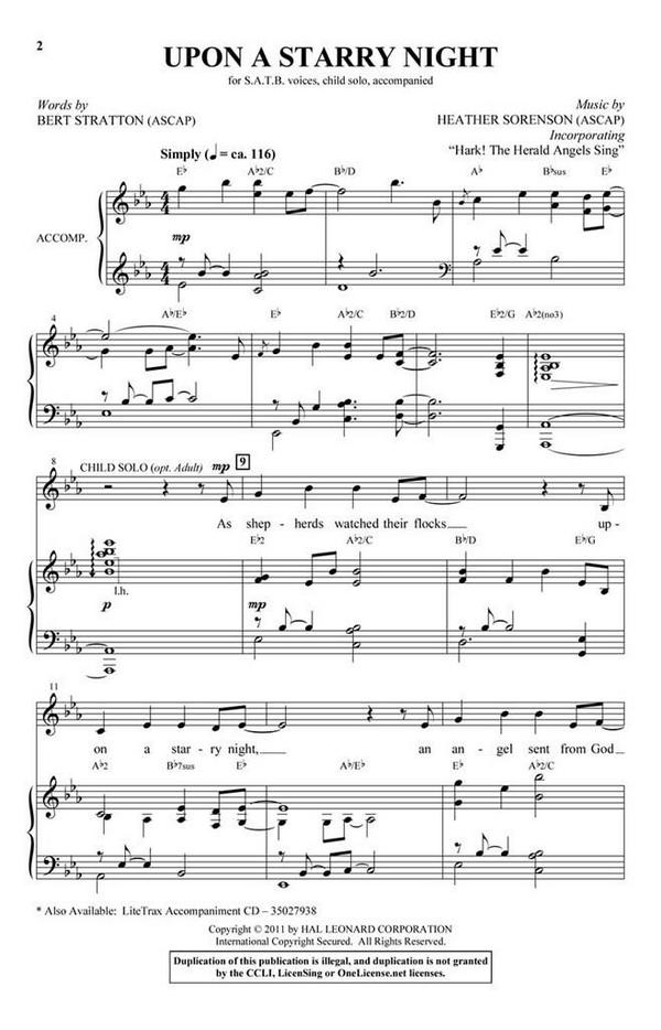 Heather Sorenson, Upon a Starry Night&nbsp;&nbsp;SATB&nbsp;&nbsp;Chorpartitur