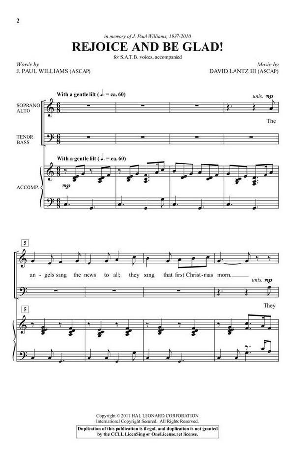 David Lantz III, Rejoice and Be Glad!&nbsp;&nbsp;SATB&nbsp;&nbsp;Chorpartitur