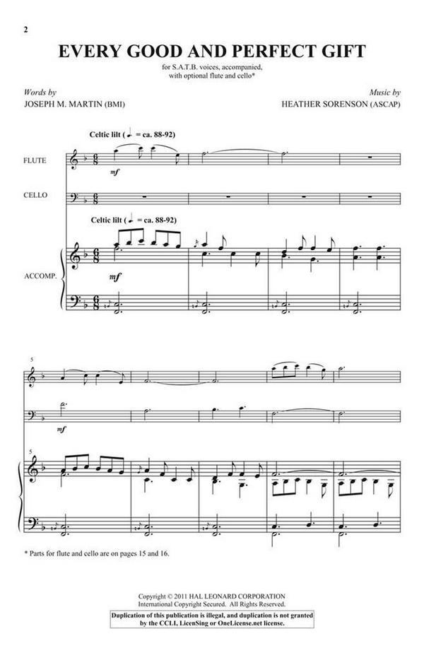 Heather Sorenson, Every Good and Perfect Gift&nbsp;&nbsp;SATB&nbsp;&nbsp;Chorpartitur