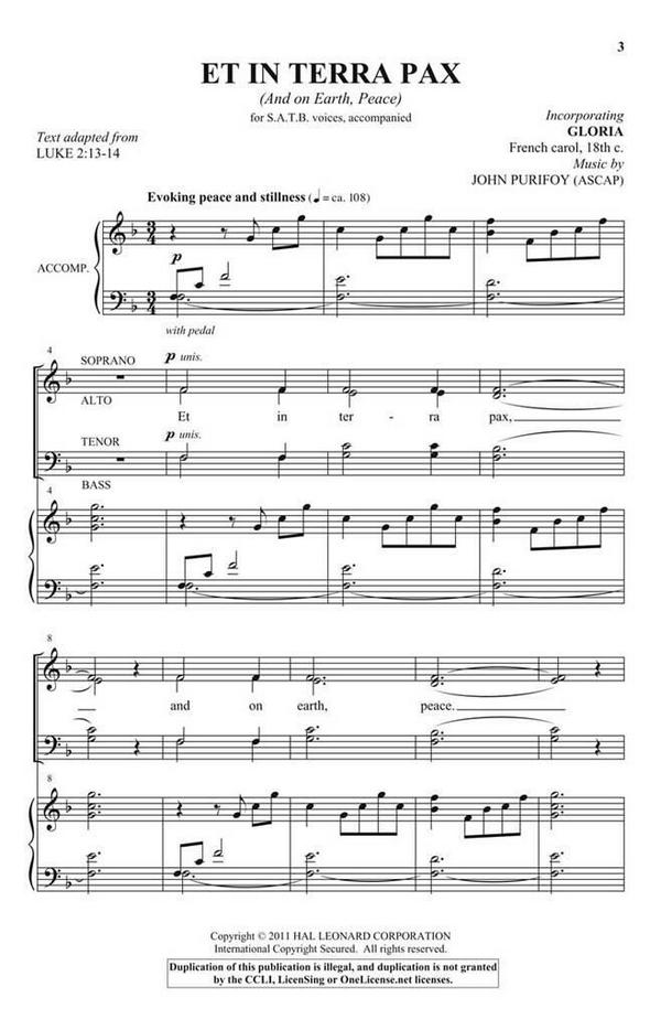Et in Terra Pax&nbsp;&nbsp;for mixed choir and piano&nbsp;&nbsp;score