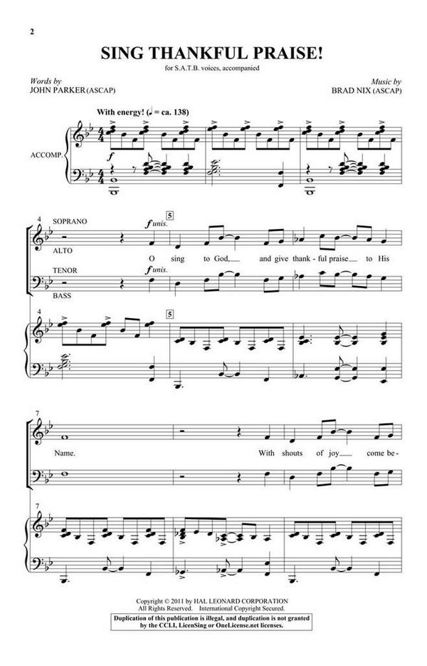 Brad Nix, Sing Thankful Praise!&nbsp;&nbsp;SATB&nbsp;&nbsp;Chorpartitur