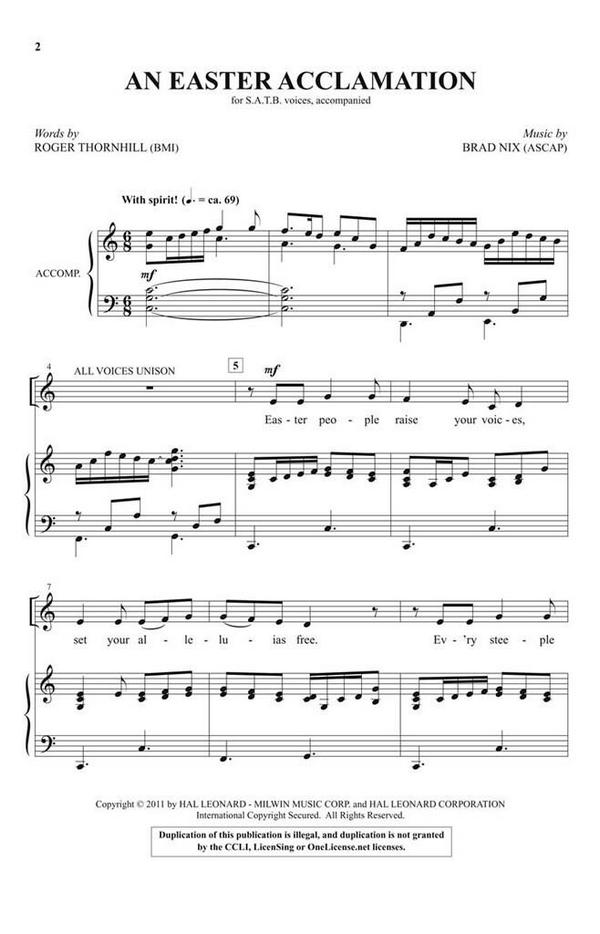 Brad Nix, An Easter Acclamation&nbsp;&nbsp;SATB&nbsp;&nbsp;Chorpartitur