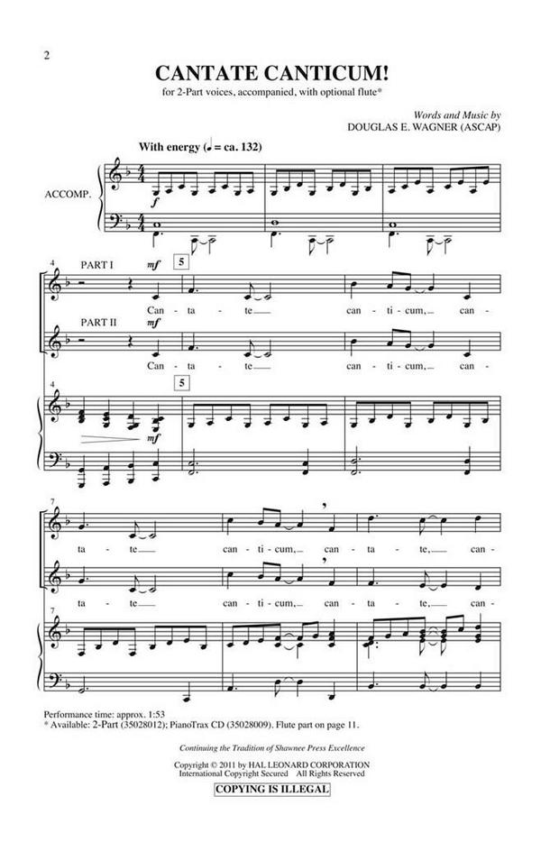 Douglas E. Wagner, Cantate Canticum!&nbsp;&nbsp;2-Part Choir&nbsp;&nbsp;Chorpartitur