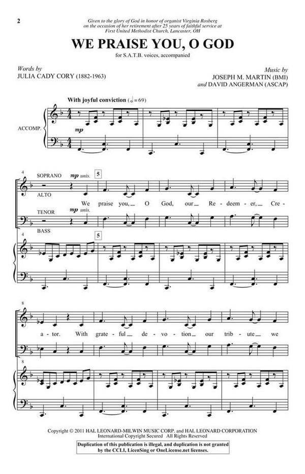 David Angerman_Joseph M. Martin, We Praise You, O God&nbsp;&nbsp;SATB&nbsp;&nbsp;Chorpartitur