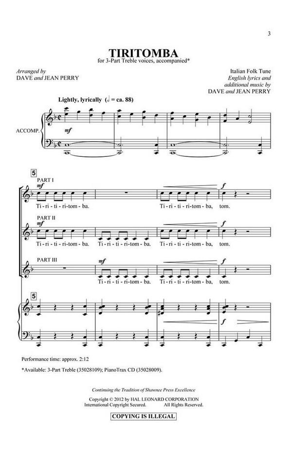 Dave Perry_Jean Perry, Tiritomba&nbsp;&nbsp;3-Part Choir&nbsp;&nbsp;Chorpartitur
