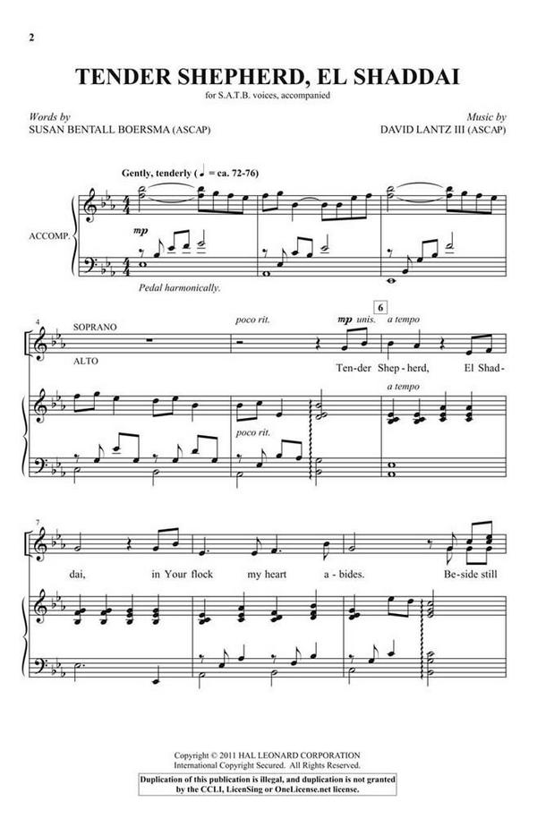 David Lantz III, Tender Shepherd, El Shaddai&nbsp;&nbsp;SATB&nbsp;&nbsp;Chorpartitur