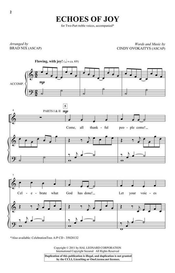 Cindy Ovokaitys, Echoes of Joy&nbsp;&nbsp;2-Part Choir&nbsp;&nbsp;Chorpartitur