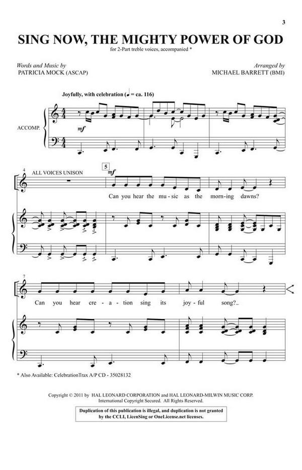 Patricia Mock, Sing Now, the Mighty Power of God&nbsp;&nbsp;2-Part Choir&nbsp;&nbsp;Chorpartitur