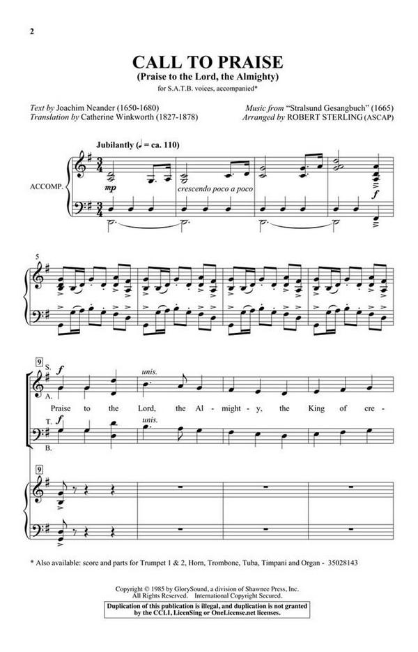 Call to Praise&nbsp;&nbsp;SATB&nbsp;&nbsp;Chorpartitur