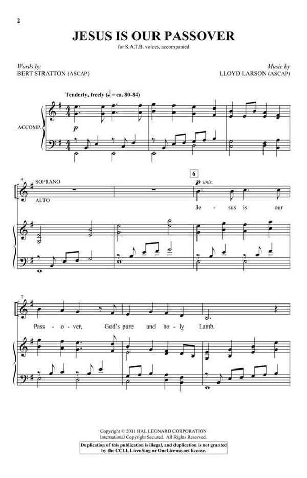 Lloyd Larson, Jesus Is Our Passover&nbsp;&nbsp;SATB&nbsp;&nbsp;Chorpartitur