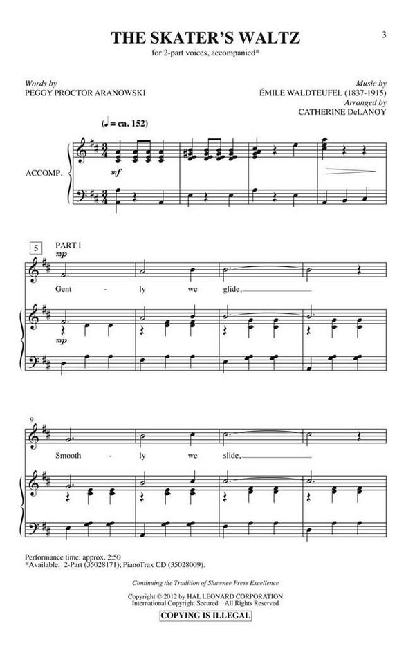 Emile Waldteufel, The Skater's Waltz&nbsp;&nbsp;2-Part Choir&nbsp;&nbsp;Chorpartitur