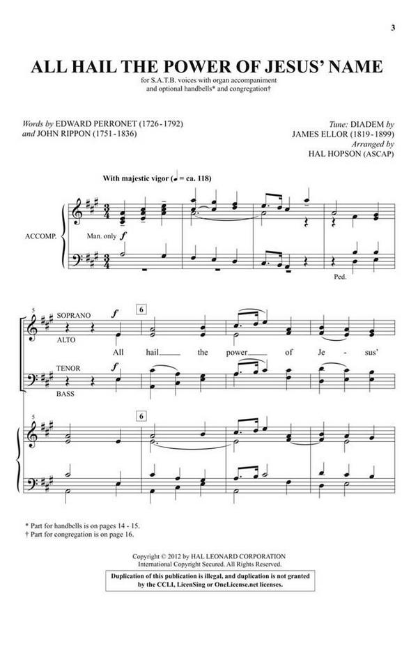 All Hail the Power of Jesus' Name&nbsp;&nbsp;SATB&nbsp;&nbsp;Chorpartitur