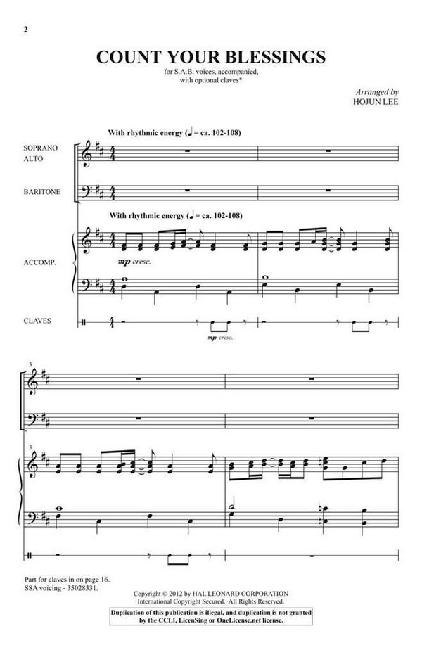 Count Your Blessings&nbsp;&nbsp;SAB&nbsp;&nbsp;Chorpartitur