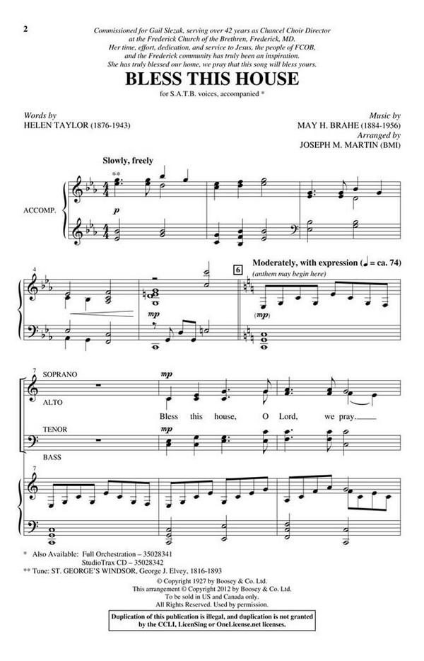 Bless This House&nbsp;&nbsp;SATB&nbsp;&nbsp;Chorpartitur