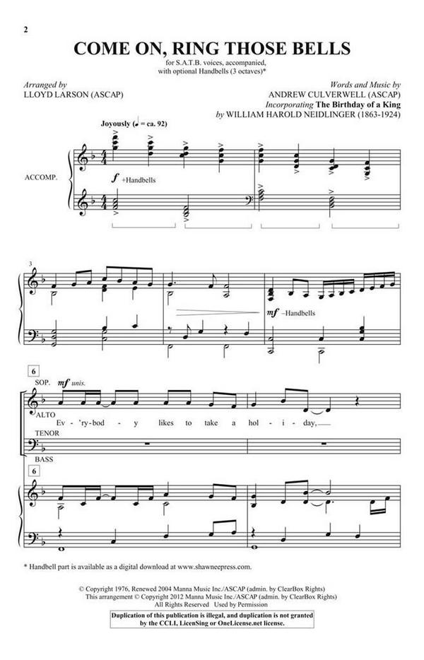 Come On, Ring Those Bells&nbsp;&nbsp;SATB&nbsp;&nbsp;Chorpartitur