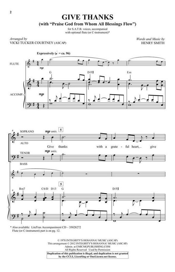 Henry Smith, Give Thanks&nbsp;&nbsp;SATB&nbsp;&nbsp;Chorpartitur