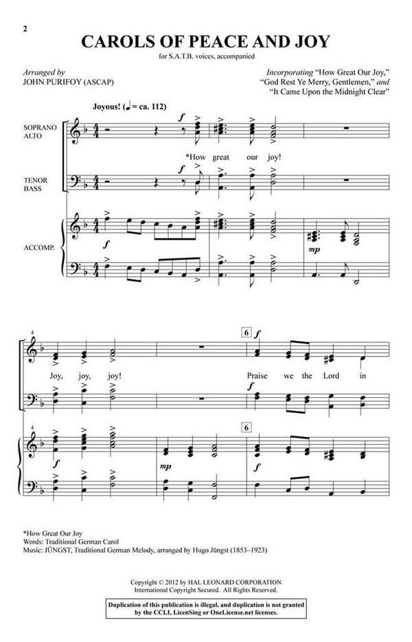 Carols of Peace and Joy&nbsp;&nbsp;SATB&nbsp;&nbsp;Chorpartitur