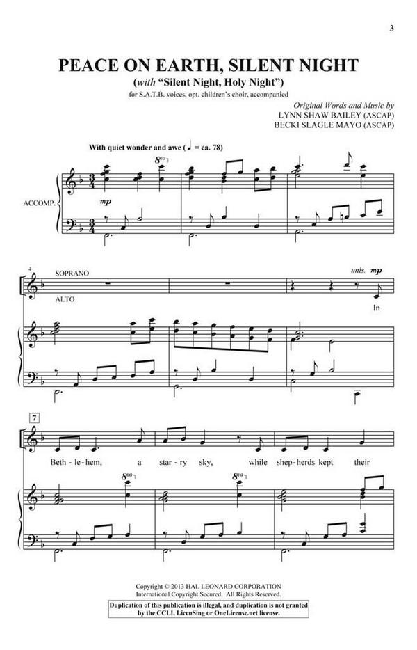 Becki Slagle Mayo_Lynn Shaw Bailey, Peace On Earth, Silent Night&nbsp;&nbsp;SATB&nbsp;&nbsp;Chorpartitur