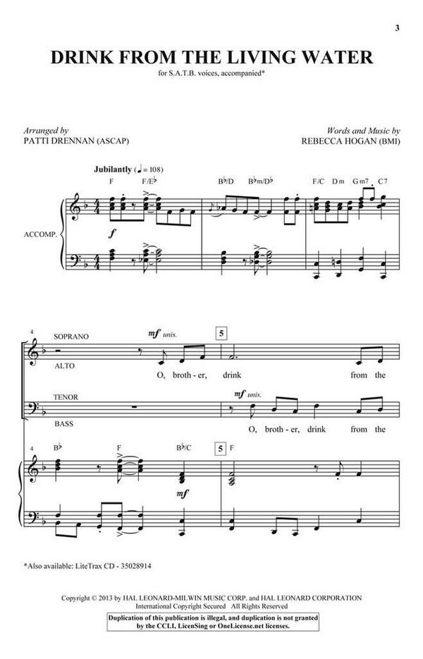 Rebecca Hogan, Drink from the Living Water&nbsp;&nbsp;SATB&nbsp;&nbsp;Chorpartitur