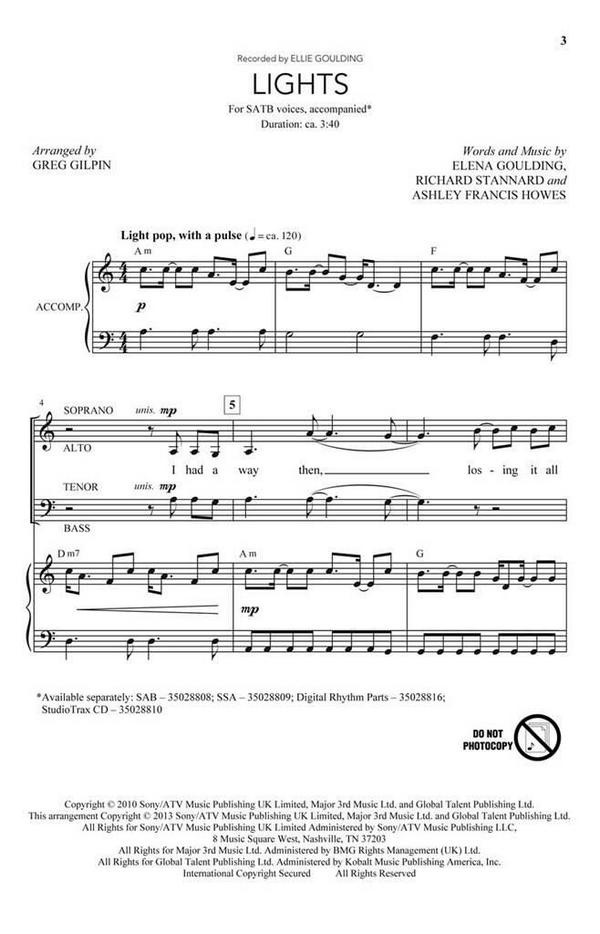 Ashley Francis Howes_Elena Goulding_Richard Stannard, Lights&nbsp;&nbsp;SATB&nbsp;&nbsp;Chorpartitur