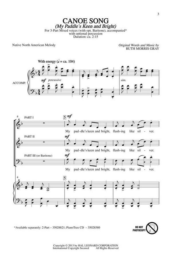 Canoe Song&nbsp;&nbsp;3-Part Choir&nbsp;&nbsp;Chorpartitur