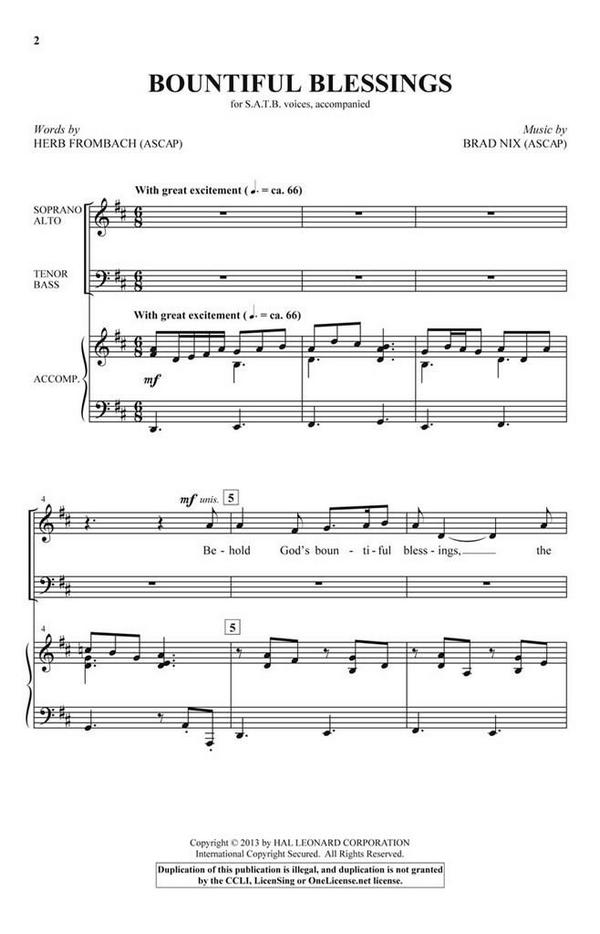 Brad Nix, Bountiful Blessings&nbsp;&nbsp;SATB&nbsp;&nbsp;Chorpartitur