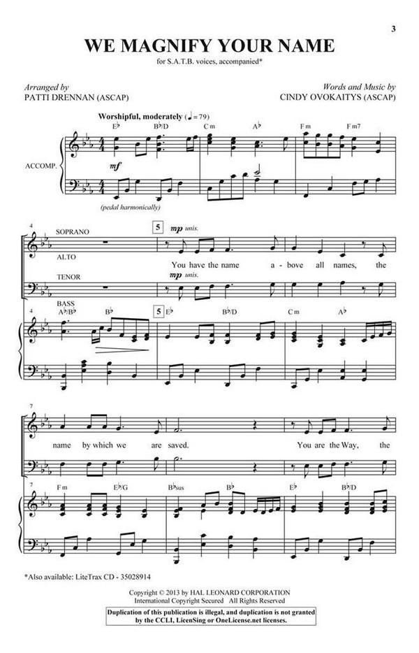 Cindy Ovokaitys, We Magnify Your Name&nbsp;&nbsp;SATB&nbsp;&nbsp;Chorpartitur