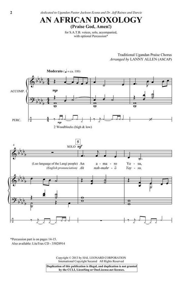 An African Doxology Praise God, Amen!&nbsp;&nbsp;SATB&nbsp;&nbsp;Chorpartitur