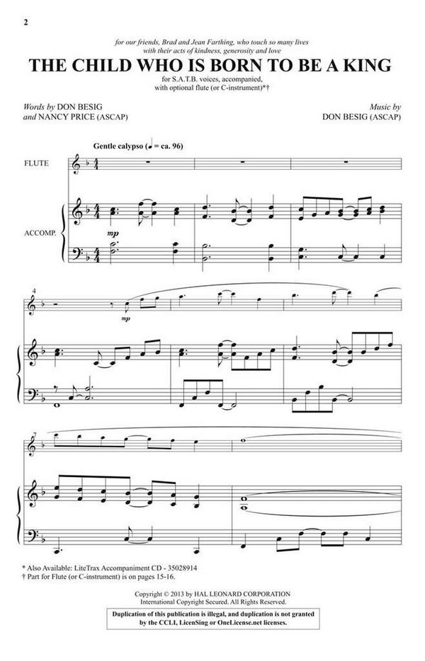 Don Besig, The Child Who Is Born to Be a King&nbsp;&nbsp;SATB&nbsp;&nbsp;Chorpartitur
