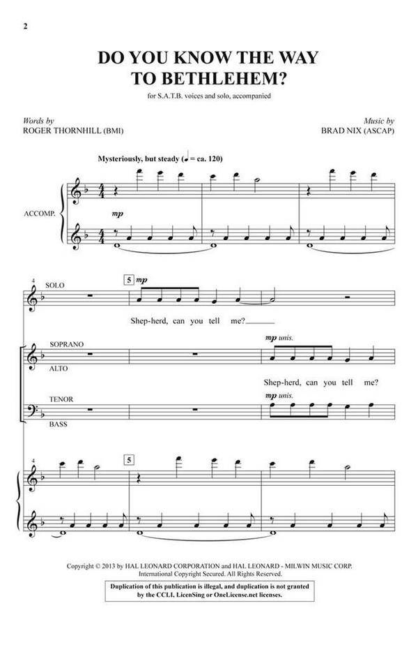 Brad Nix, Do You Know the Way to Bethlehem?&nbsp;&nbsp;SATB&nbsp;&nbsp;Chorpartitur