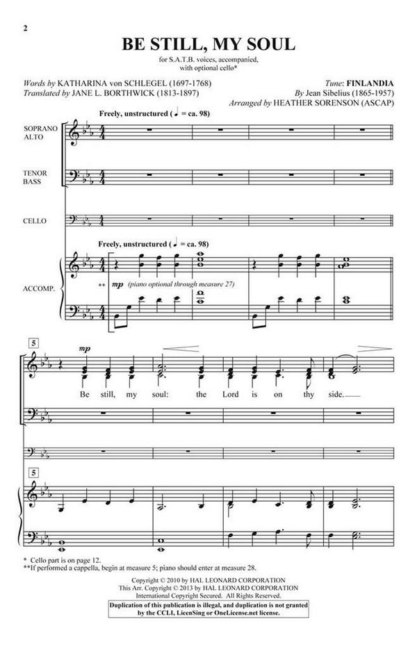 Be Still, My Soul&nbsp;&nbsp;SATB&nbsp;&nbsp;Chorpartitur