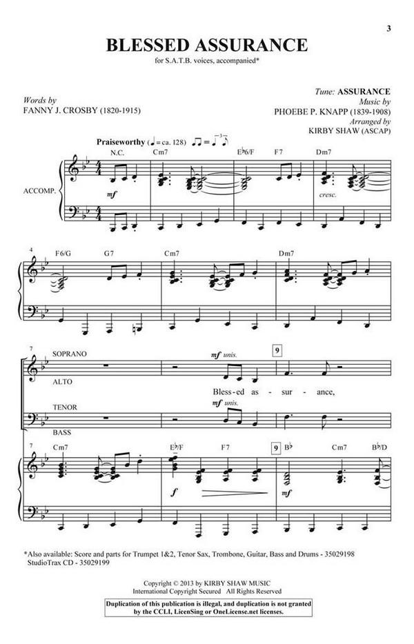 Blessed Assurance&nbsp;&nbsp;SATB&nbsp;&nbsp;Chorpartitur