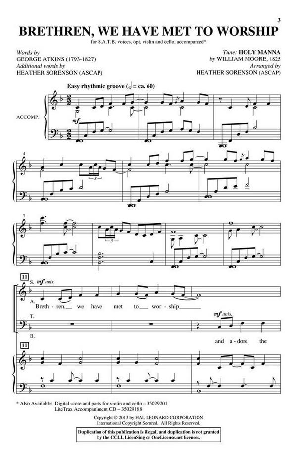 Brethren, We Have Met to Worship&nbsp;&nbsp;SATB&nbsp;&nbsp;Chorpartitur