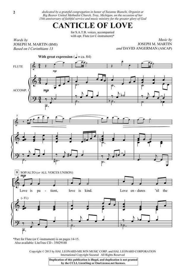 David Angerman_Joseph M. Martin, Canticle of Love&nbsp;&nbsp;SATB&nbsp;&nbsp;Chorpartitur