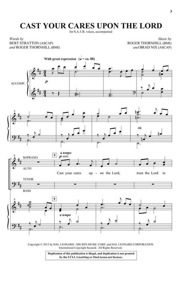 Brad Nix_Bert Stratton_Roger Thornhill, Cast Your Cares Upon the Lord&nbsp;&nbsp;SATB&nbsp;&nbsp;Chorpartitur