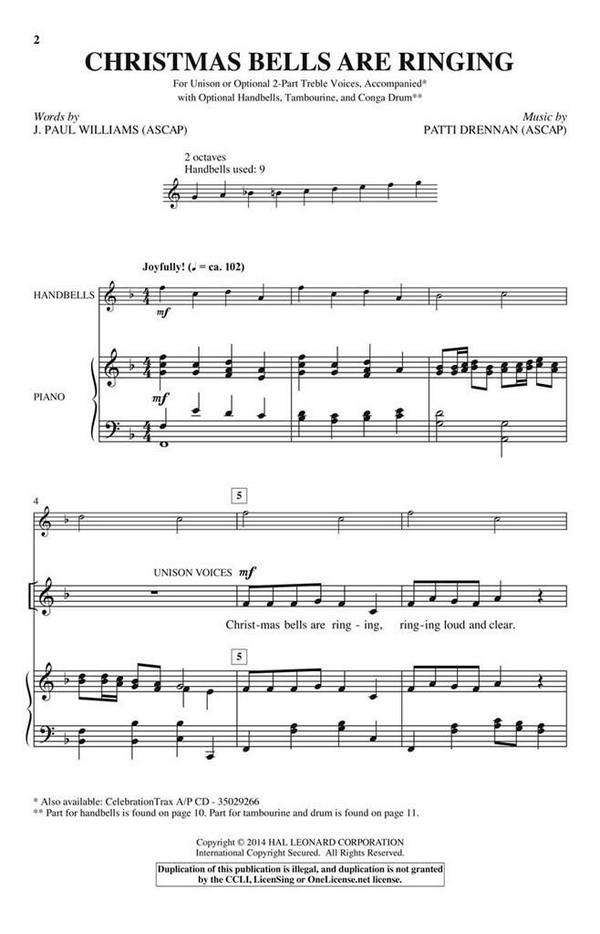 Patti Drennan, Christmas Bells Are Ringing&nbsp;&nbsp;Unison Voices&nbsp;&nbsp;Chorpartitur