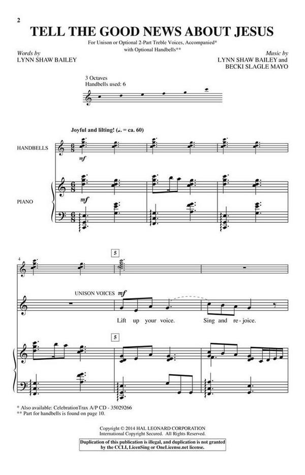 Becki Slagle Mayo_Lynn Shaw Bailey, Tell The Good News About Jesus&nbsp;&nbsp;Unison Voices&nbsp;&nbsp;Chorpartitur