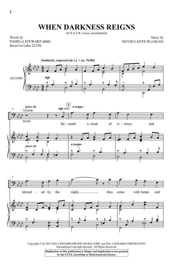 David Lantz III_Pamela Stewart, When Darkness Reigns&nbsp;&nbsp;SATB&nbsp;&nbsp;Chorpartitur