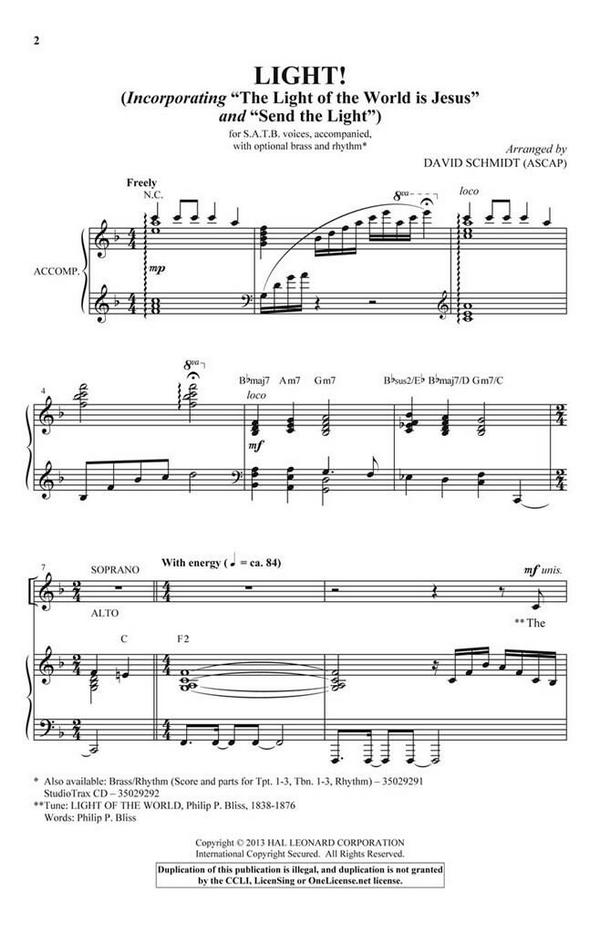 David Schmidt, Light!&nbsp;&nbsp;SATB&nbsp;&nbsp;Chorpartitur