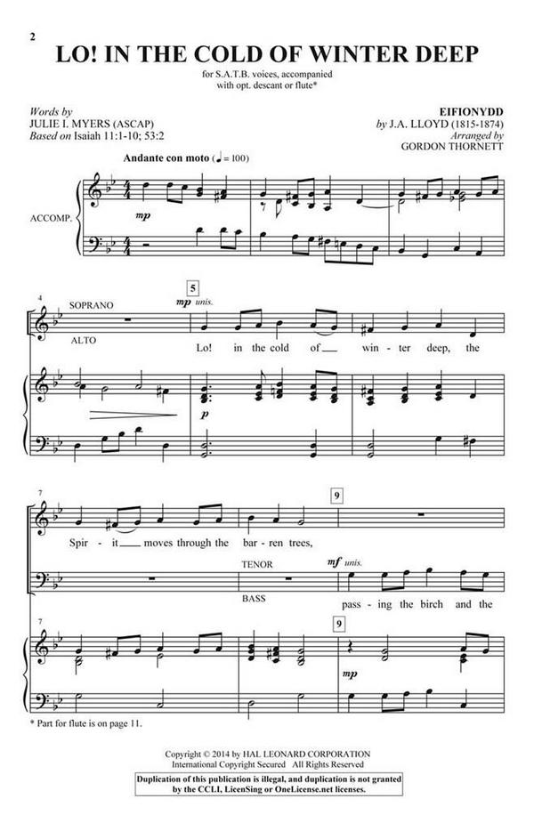 J.A. Lloyd, Lo! In the Cold of Winter Deep&nbsp;&nbsp;SATB&nbsp;&nbsp;Chorpartitur