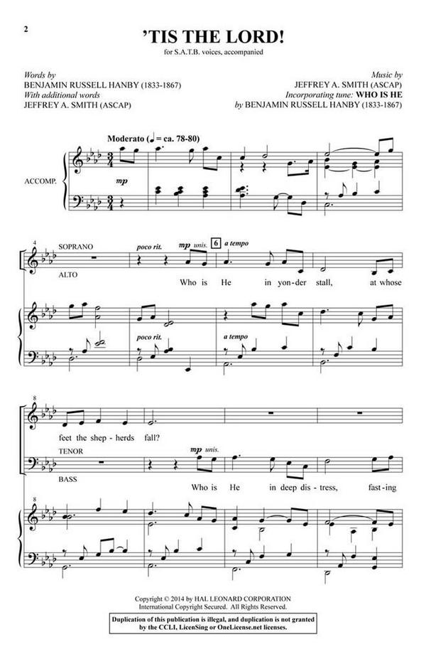 Benjamin Hanby_Jeffrey A. Smith, 'Tis the Lord!&nbsp;&nbsp;SATB&nbsp;&nbsp;Chorpartitur