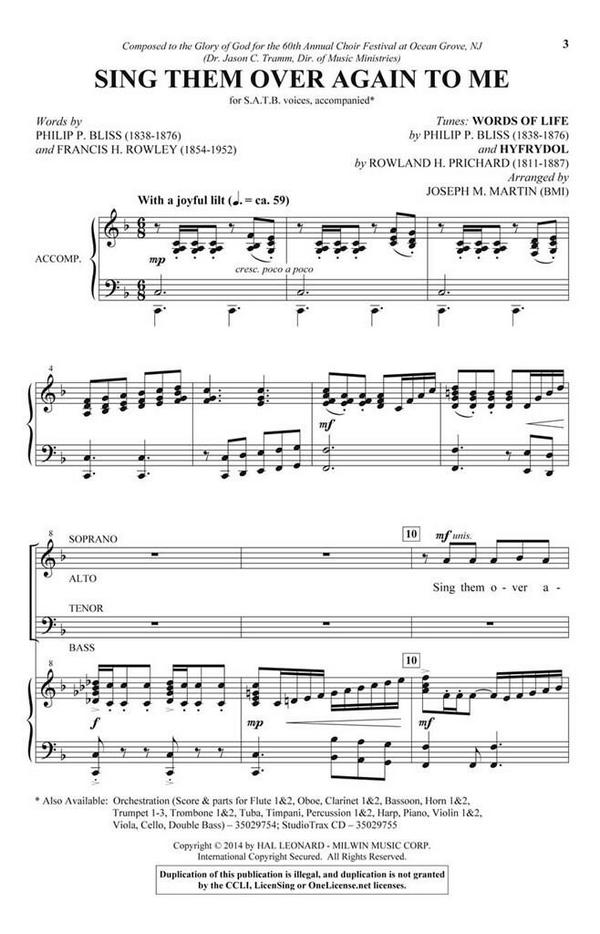 Philip P. Bliss_Rowland H. Prichard, Sing Them Over Again to Me&nbsp;&nbsp;SATB&nbsp;&nbsp;Chorpartitur