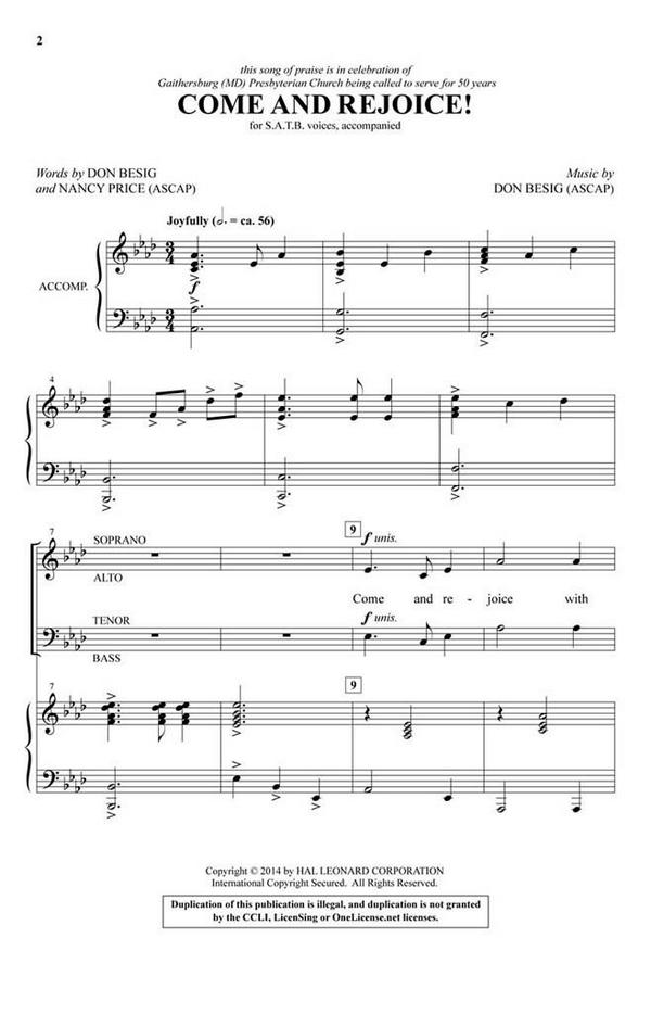 Don Besig_Nancy Price, Come and Rejoice!&nbsp;&nbsp;SATB&nbsp;&nbsp;Chorpartitur