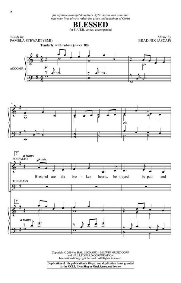 Brad Nix, Blessed&nbsp;&nbsp;SATB&nbsp;&nbsp;Chorpartitur