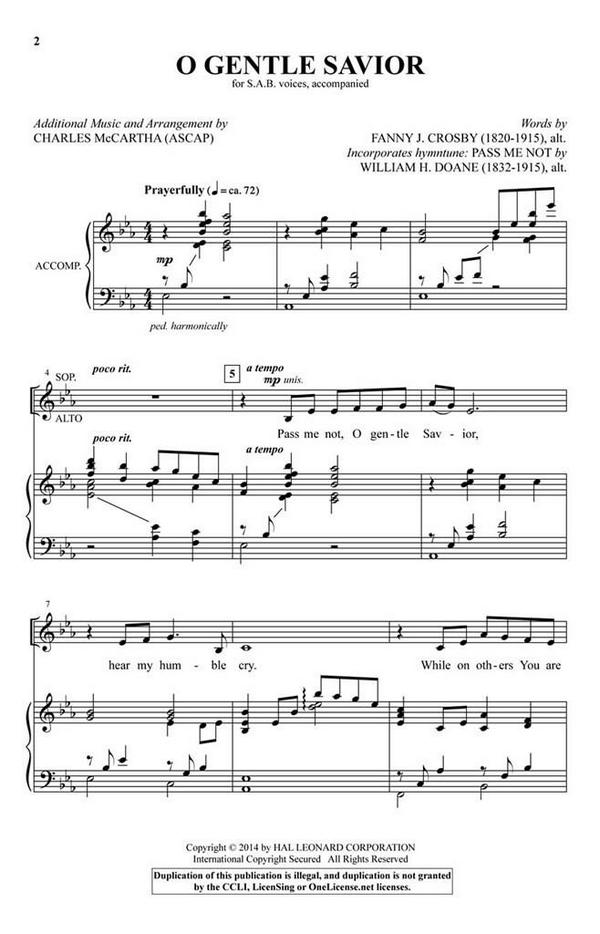 Charles McCartha, O Gentle Savior&nbsp;&nbsp;SAB&nbsp;&nbsp;Chorpartitur