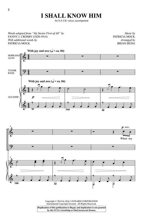 Patricia Mock, I Shall Know Him&nbsp;&nbsp;SATB&nbsp;&nbsp;Chorpartitur