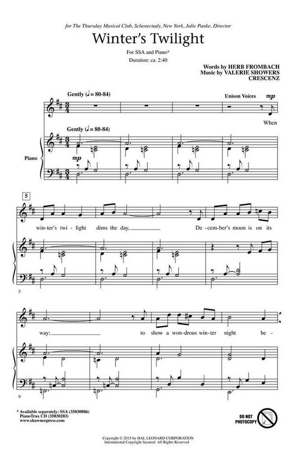 Herb Frombach_Valerie Showers Crescenz, Winter's Twilight&nbsp;&nbsp;SSA&nbsp;&nbsp;Chorpartitur
