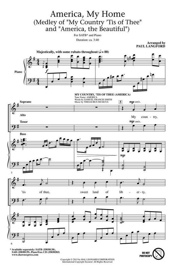 America, My Home&nbsp;&nbsp;SATB&nbsp;&nbsp;Chorpartitur